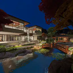 Contemporary Japanese Mansion - Night