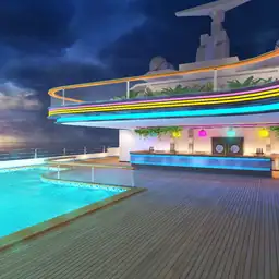 Neon Party Boat - Night