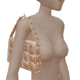 Delirious Silver Leather Woven Spiked Shoulder Bag