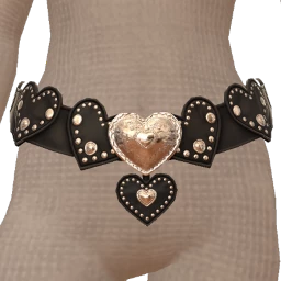 Drop Science Black Leather Heart Shaped Belt
