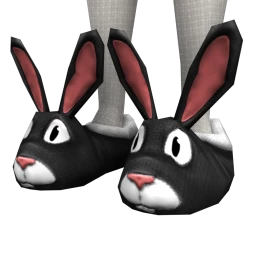 Fluffy Bunny Slippers - Black