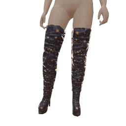 La Haute Couture Gold Stardust Satin Thigh High Boots