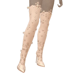 Cloud Nine Sheer Mesh Knee-High Boots With Snowflakes