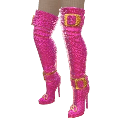 Cloud Nine Buckle Embellished Fuchsia Glitter Boots