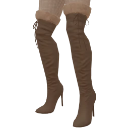 Foal Brown Long Suede Heeled Boots With Fur