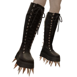 Delirious Black Leather Spiky Soles Boots