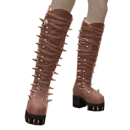 Delirious Brown Leather And Spikes Chunky Boots