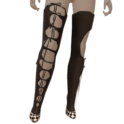 Delirious Checkerboard Heeled Shoes With Black Hold-Ups