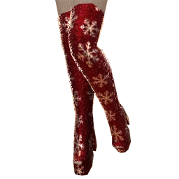 Cosmos Red Glitter Snowflake Boots 