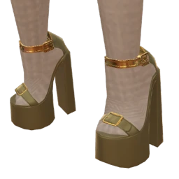 Foal Olive Green Platforms With Gold Buckles