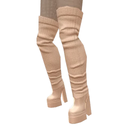 Foal White High Platform Boots With Knit Gaiters