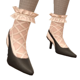 Front Row Black Heels And Contrast Ruffled Socks