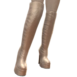Front Row Silver Leather Platform Knee High Boots