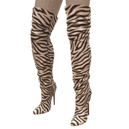 Front Row Zebra Print High-Knee Boots