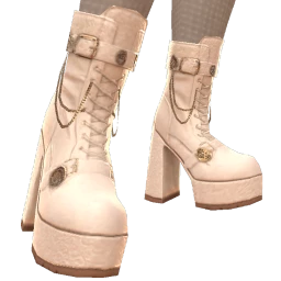Ikon Elite White Leather Gold Buckle Boots