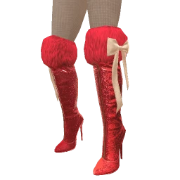 Ikon Elite Cozy Red Fur Hem White Bow Boots