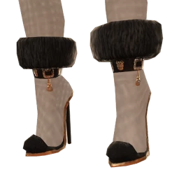 Ikon Elite Black Fur Gold Diamond Sandals