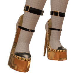 Ikon Elite Black And Gold Chain Platform Shoes