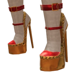 Ikon Elite Red And Gold Chain Heels