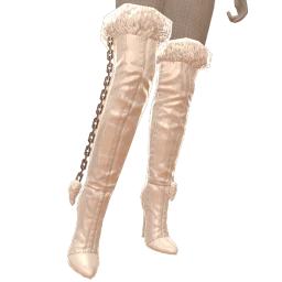 Ikon Elite White Fur Hem Silver Chain Boots