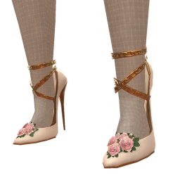 Ikon Elite White Floral Gold Chain Heels