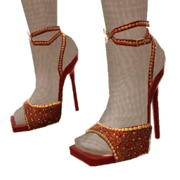 Ikon Elite Red Sparkle Square Toe Heels