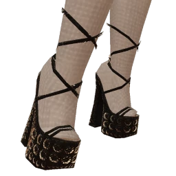 Ikon Elite Black Sparkle Strappy Shoes