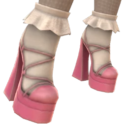 Ikon Subtle Leather Pink Heels With Frilly Socks