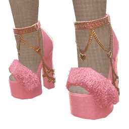 La Haute Couture Rosewater Fur Platform Heels