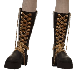 Ikon Elite Black Leather Couture Platform Boots With Chains