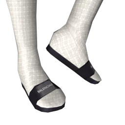 BALENCIAGA - Black Logo-Printed Leather Slides