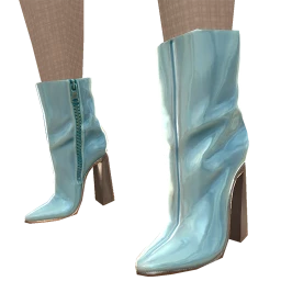 Yume Glossy Blue High-Heel Boots With Pointed Toes