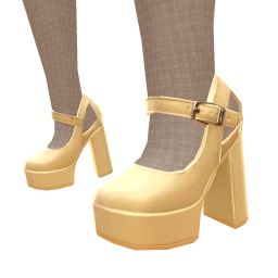 Yume Yellow Chunky Block Heel Mary-Janes