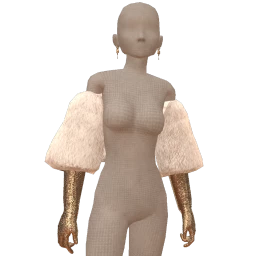 Ikon Elite White Fur Shawl With Glitter Gloves