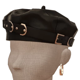 Front Row Task Twist Black Leather Beret