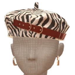 Front Row Task Twist Zebra Print Leather Beret