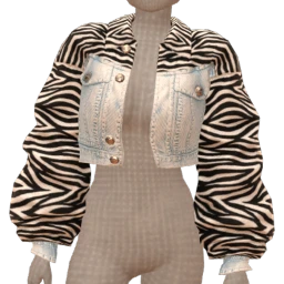 Front Row Zebra Sleeves Denim Bomber