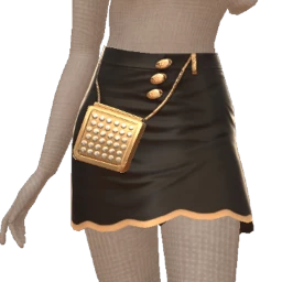 Cosmos Gold Trim Leather Skirt And Matching Bag