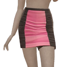 Cloud Nine Black And Pink Leather Ruched Skirt