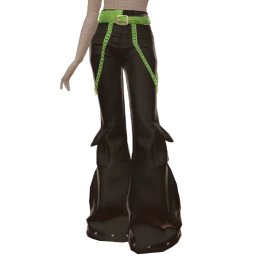 Drop Science High-Waisted Flare Pants With Green Belt