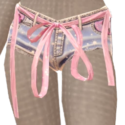 Yume Blush Pink Bow Shine Denim Shorts