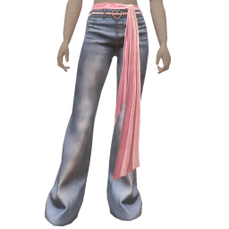 Cloud Nine Pink Scarf Belt Flared Jeans