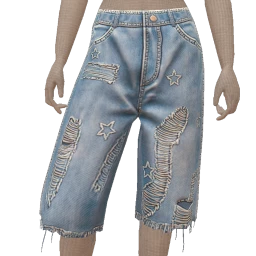 Cloud Nine Frayed-Edge Loose Knee Shorts