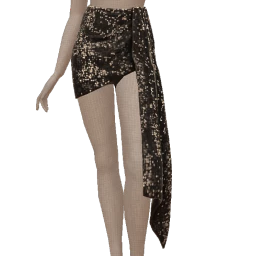 Cloud Nine Black Asymmetric Drape Sequin Skirt