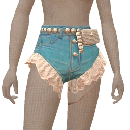 Cloud Nine Denim Whimsical Shorts With Belt Bag