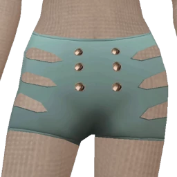 Yume Teal Cutout Shorts With Buttons