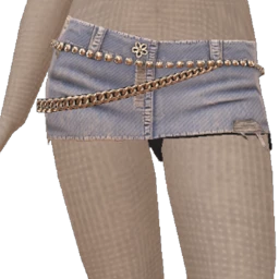 Cloud Nine Bead Chain Denim Mini Skirt