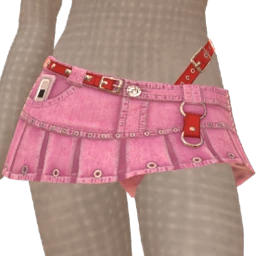 Cloud Nine Red Belted Pink Denim Skirt