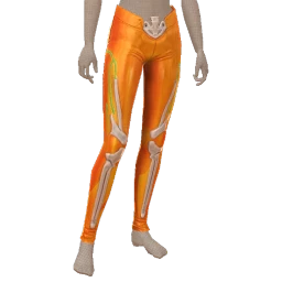 Cosmos Orange Skeleton Latex Leggings