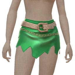 Cosmos Shredded Green Skirt & Diamond Belt